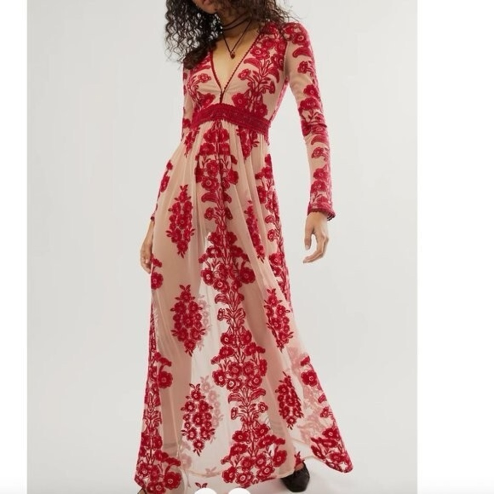 For Love and Lemons Temecula Maxi in chili red S